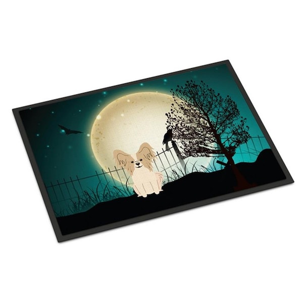 Carolines Treasures Halloween Scary Papillon Sable White Indoor or Outdoor Mat, 18 x 0.25 x 27 in. BB2267MAT - main